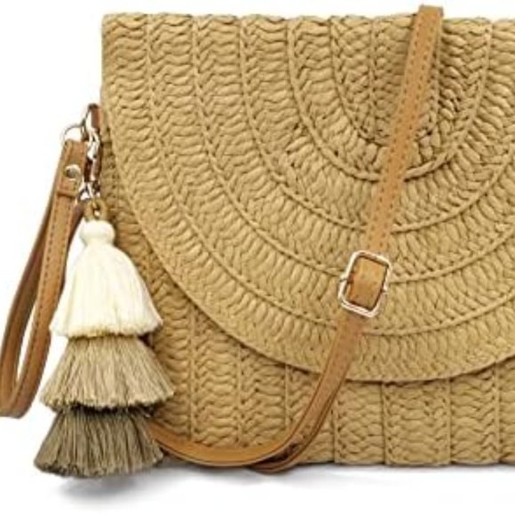 Handbags - Straw Clutch Purse Women Crossbody Bag Summer Beach Shoulder Bags